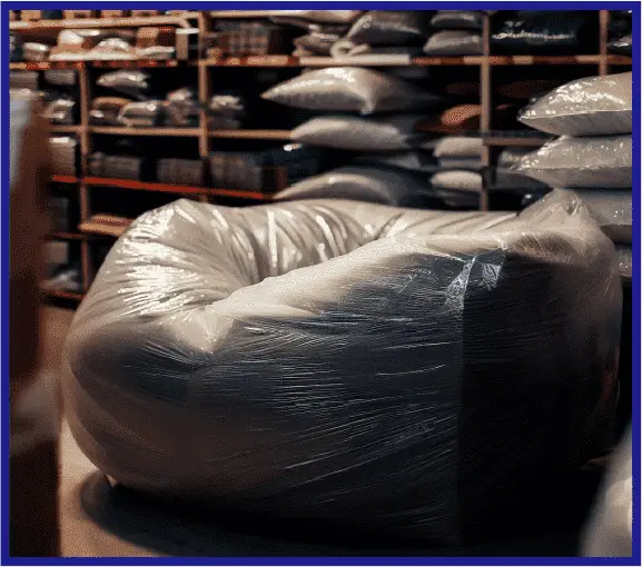 wrapped bean bag chair for storing