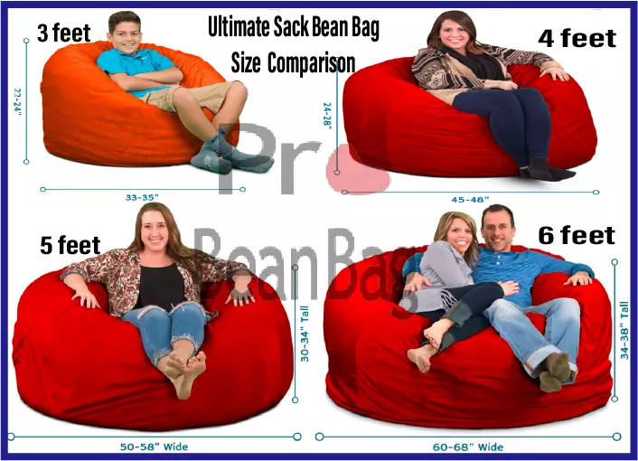 ultimate sack bean bag size comparison